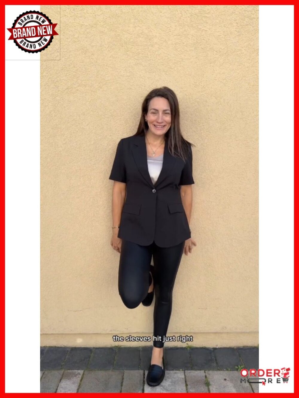 Short Sleeve Blazer - Full-Lined Open-Front Lightweight Casual Work Pocket - Picture 6 of 6